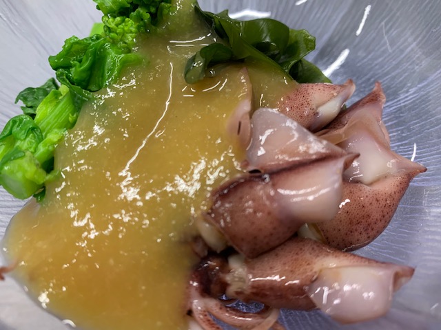 ホタルイカと菜の花の酢味噌和え