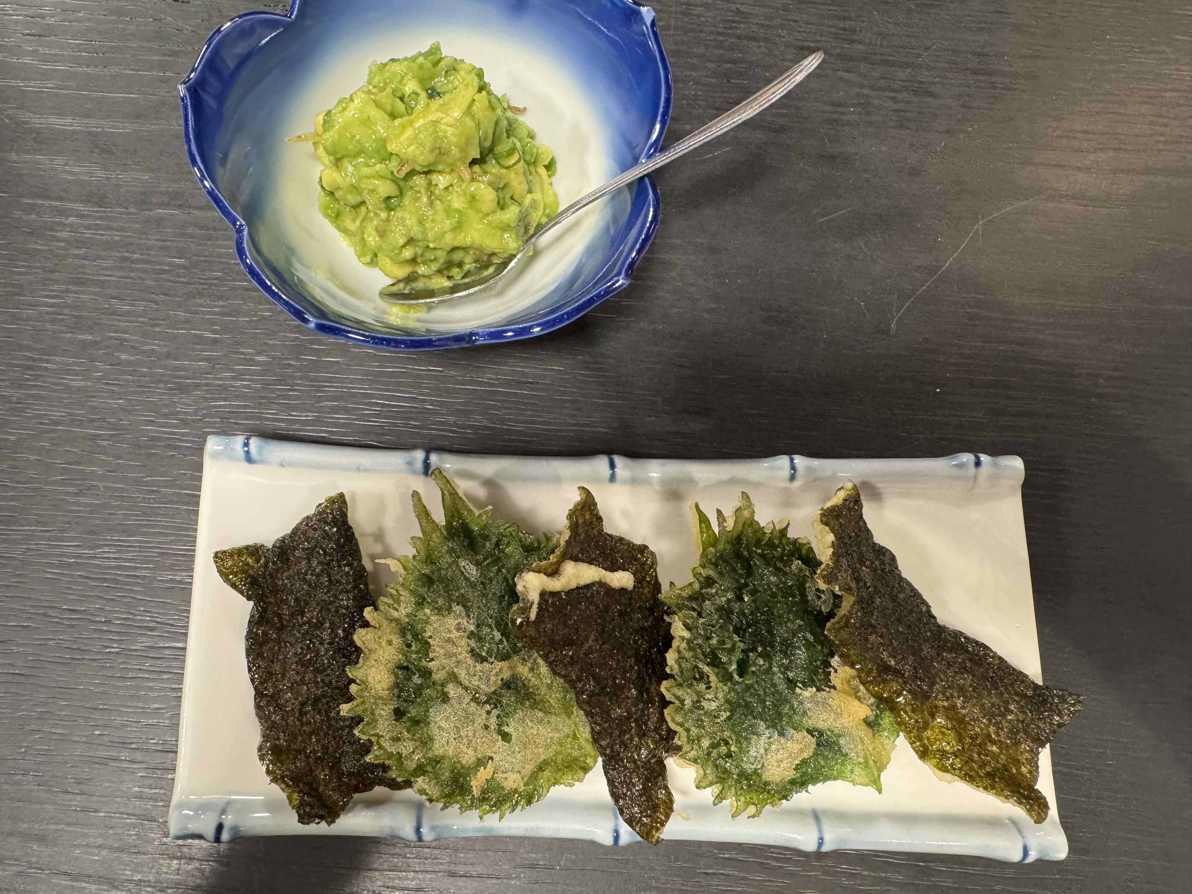 大葉と海苔の天ぷら和カモレ